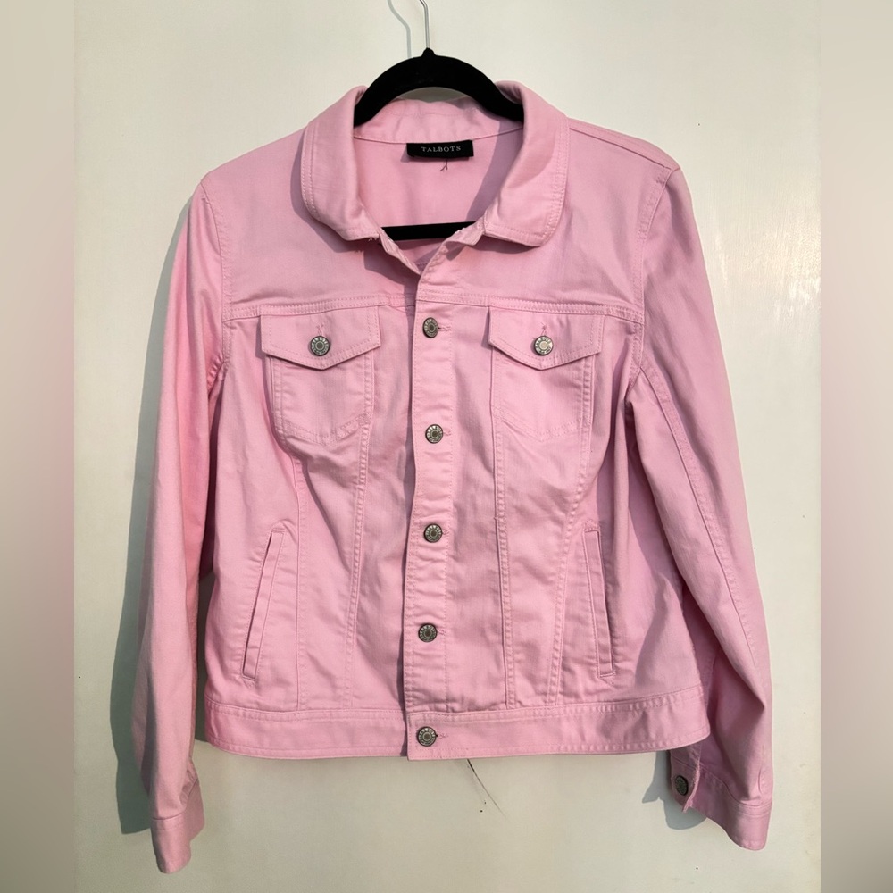 Talbots Light Pink Jean Denim Jacket Size Medium  Pit to Pit 20inches